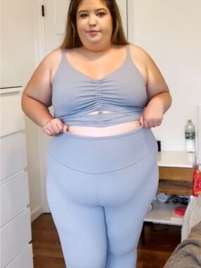 Athleta Light Blue Cinched Sports Bra and High-Waist Leggings Set